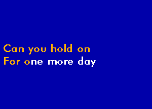 Can you hold on

For one more day