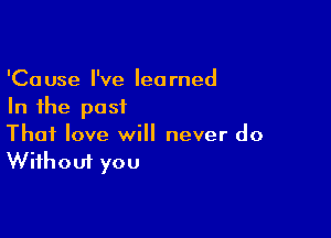 'Cause I've learned
In the past

Thai love will never do
Without you