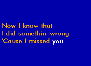 Now I know that

I did somethin' wrong
'Cause I missed you