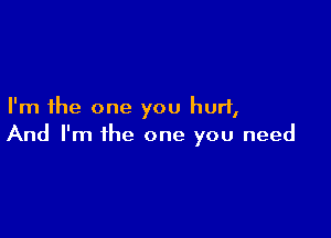 I'm the one you hurt,

And I'm the one you need