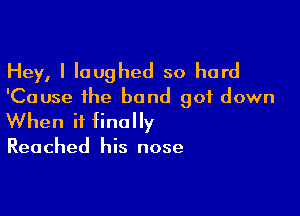 Hey, I laughed so hard
'Cause the band got down

When it finally

Reached his nose