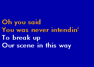 Oh you said

You was never intendin'

To break Up

Our scene in this way