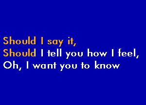 Should I say it,

Should I tell you how I feel,

Oh, I want you to know