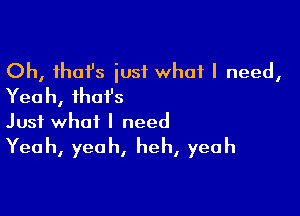 Oh, ihafs just what I need,
Yeah, that's

Just what I need
Yeah, yeah, heh, yeah