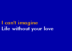 I can't imagine

Life without your love