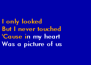 I only looked
But I never touched

'Cause in my heart
Was a picture of us