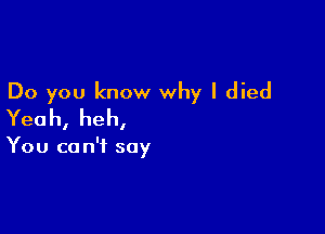 Do you know why I died
Yeah, heh,

You co n't soy