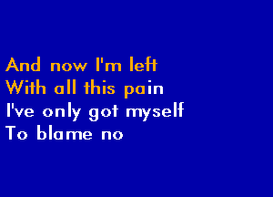 And now I'm left
With all this pain

I've only got myseht
To blame no