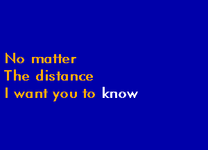 No matter

The distance
I want you to know