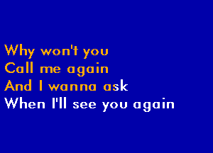 Why won't you
Call me again

And I wanna ask
When I'll see you again