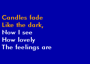 Candles fade
Like the dark,

Now I see
How lovely
The feelings are