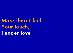 More than I feel

Your touch,
Tender love