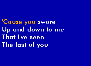 'Cause you swore
Up and down to me

That I've seen
The last of you