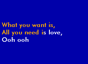 What you want is,

All you need is love,

Ooh ooh