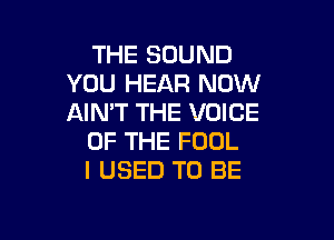 THE SOUND
YOU HEAR NOW
AIN'T THE VOICE

OF THE FOOL
I USED TO BE