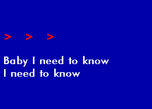 Baby I need to know
I need to know