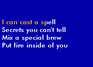 I can cast a spell
Secrets you can't tell

Mix a special brew
Put fire inside of you