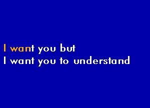 I want you but

I want you to understand