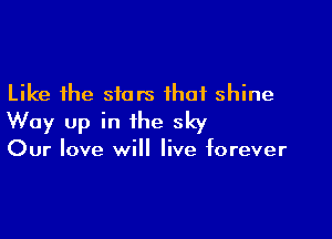 Like the stars that shine

Way up in the sky

Our love will live torever