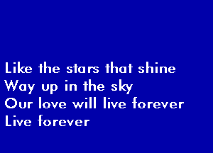Like the stars that shine

Way up in the sky
Our love will live forever
Live forever