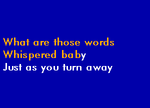 What are those words

Whis pered be by

Just as you turn away