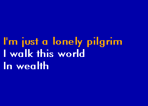 I'm just a lonely pilgrim

I walk this world
In wealth
