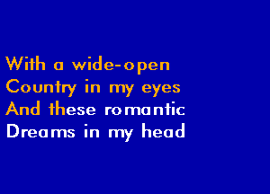 With a wide-open
Country in my eyes

And these romantic
Dreams in my head