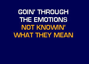 GOIN, THROUGH
THE EMOTIONS
NUT KNUVVIN'

WHAT THEY MEAN