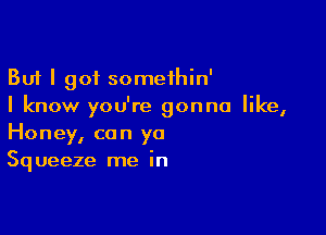 But I got somethin'
I know you're gonna like,

Honey, can ya
Squeeze me in