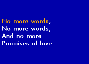 No more words,
No more words,

And no more
Promises of love