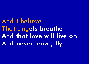 And I believe
Thai angels breathe

And that love will live on
And never leave, fly