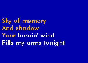 Sky of memory
And shadow

Your burnin' wind
Fills my arms tonight