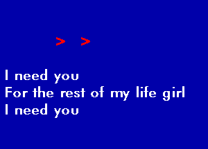 I need you

For the rest of my life girl
I need you