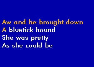 Aw and he brought down
A blueiick hound

She was pref1y
As she could be