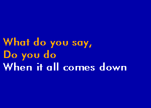 What do you say,

Do you do
When it all comes down