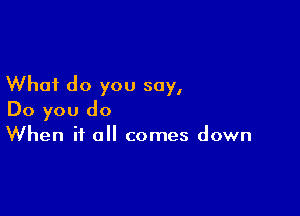 What do you say,

Do you do
When it all comes down