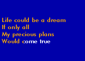 Life could be a dream

If only all

My precious plans
Would come true