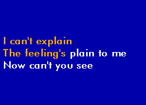 I can't explain

The feeling's plain to me
Now can't you see