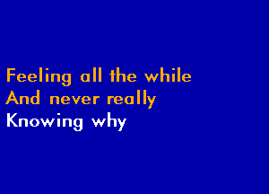 Feeling all the while

And never really
Knowing why