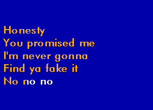 Honesfy

You pro mised me

I'm never gonna
Find yo fake it

No no no
