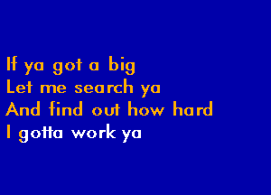 If ya got a big
Let me search yo

And find out how hard
I gotta work ya