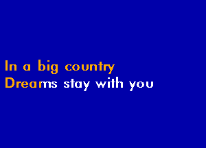 In a big country

Dreams stay with you