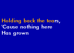 Holding back the fears,

'Cause nothing here
Has grown