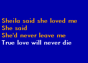 Sheila said she loved me
She said

She'd never leave me
True love will never die