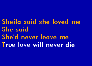 Sheila said she loved me
She said

She'd never leave me
True love will never die