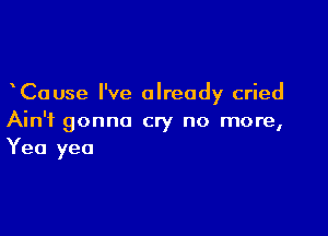 Cause I've already cried

Ain't gonna cry no more,
Yea yea