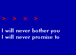 I will never bother you
I will never promise to