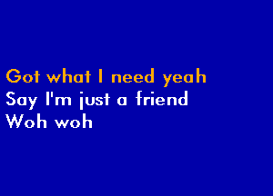 Got what I need yeah

Say I'm just a friend

Woh woh