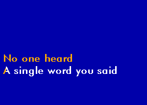 No one heard
A single word you said