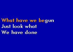 What have we begun

Just look what
We have done